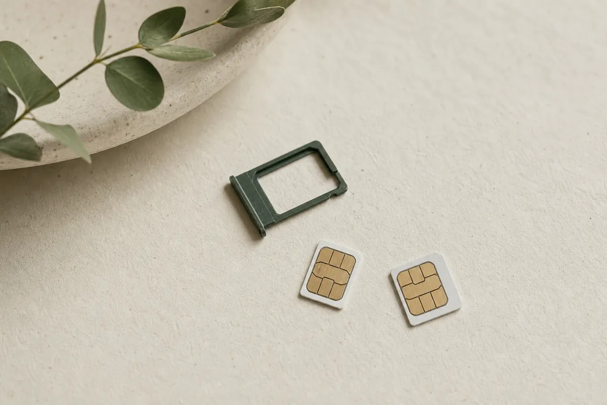 大きさの異なる3枚のSIMカード