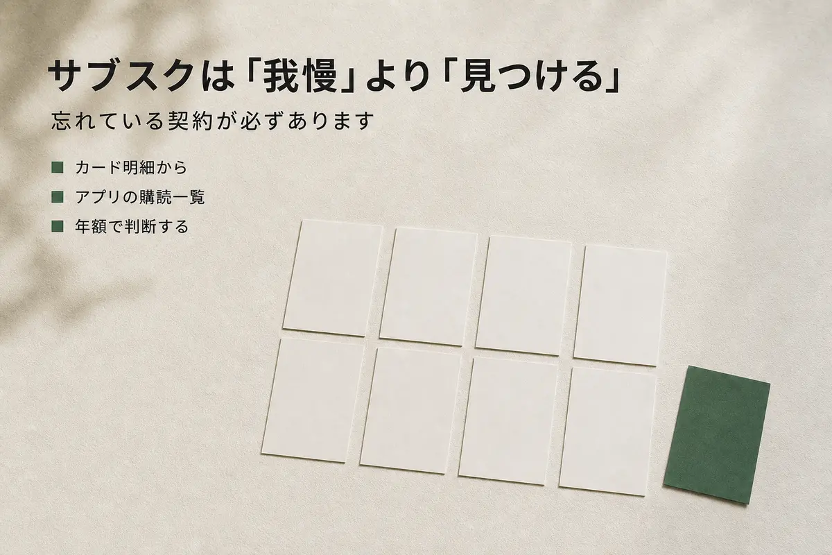 白いカードの列と緑色のカード